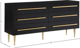 Marisol Black Dresser - Contemporary Elegance with Brushed Gold Accents for Modern Bedrooms