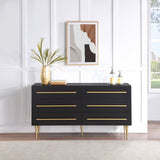 Marisol Black Dresser - Contemporary Elegance with Brushed Gold Accents for Modern Bedrooms