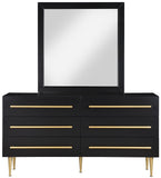Marisol Black Dresser - Contemporary Elegance with Brushed Gold Accents for Modern Bedrooms