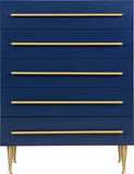Marisol Contemporary Chest with Rich Black Finish and Stylish Brushed Gold Metal Accents 36"W