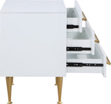 Marisol Contemporary Night Stand with Rich Black Finish and Stylish Brushed Gold Metal Accents