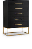 Maxine Black Chest - Modern Elegance with Gold Accents, Spacious Drawers & Chic Contemporary Design