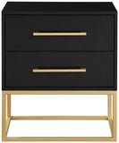 Maxine Black Night Stand - Modern Elegance with Gold Accents, Stylish Storage & Contemporary Design
