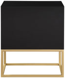 Maxine Black Night Stand - Modern Elegance with Gold Accents, Stylish Storage & Contemporary Design
