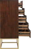Maxine Contemporary Engineered Wood Chest with Rich Black Finish and Stylish Brushed Gold Accents