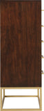 Maxine Contemporary Engineered Wood Chest with Rich Black Finish and Stylish Brushed Gold Accents