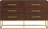 Maxine Contemporary Engineered Wood Dresser with Rich Black Finish and Brushed Gold Accents