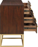 Maxine Contemporary Engineered Wood Dresser with Rich Black Finish and Brushed Gold Accents