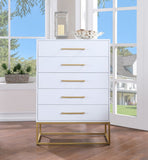 Maxine Contemporary Engineered Wood Chest with Rich Black Finish and Stylish Brushed Gold Accents