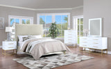 Maxine Contemporary Engineered Wood Dresser with Rich Black Finish and Brushed Gold Accents