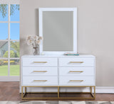 Maxine Contemporary Engineered Wood Dresser with Rich Black Finish and Brushed Gold Accents