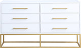Maxine Contemporary Engineered Wood Dresser with Rich Black Finish and Brushed Gold Accents