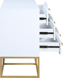 Maxine Contemporary Engineered Wood Dresser with Rich Black Finish and Brushed Gold Accents