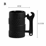 Tire Mug with Wrench Handle Novelty Coffee Cup