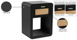 Langham Mid Century Night Stand with Natural Cane Front and Versatile Handle Options for Style