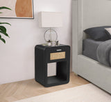 Langham Mid Century Night Stand with Natural Cane Front and Versatile Handle Options for Style
