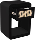 Langham Mid Century Night Stand with Natural Cane Front and Versatile Handle Options for Style