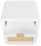 Langham Mid Century Night Stand with Natural Cane Front and Versatile Handle Options for Style