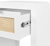 Langham Mid Century Night Stand with Natural Cane Front and Versatile Handle Options for Style