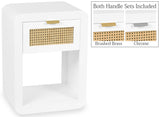 Langham Mid Century Night Stand with Natural Cane Front and Versatile Handle Options for Style