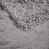 Heated 50x60" Shaggy Faux Fur Electric Throw Blanket, Grey