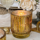 Ribbed Gold Glass Votive Candle Holder Set of 6