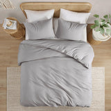 Waffle Weave Textured All Season Comforter Set, Light Grey