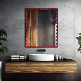 Santosh Rectangular Mirror with Inner Scalloped Edge in Glossy Burgundy