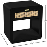 Langham Mid Century Night Stand with Natural Cane Front and Versatile Handle Options for Style