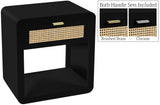 Langham Mid Century Night Stand with Natural Cane Front and Versatile Handle Options for Style