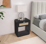 Langham Mid Century Night Stand with Natural Cane Front and Versatile Handle Options for Style