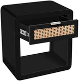 Langham Mid Century Night Stand with Natural Cane Front and Versatile Handle Options for Style