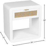 Langham Mid Century Night Stand with Natural Cane Front and Versatile Handle Options for Style