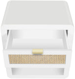 Langham Mid Century Night Stand with Natural Cane Front and Versatile Handle Options for Style