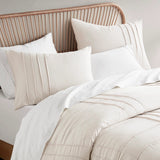 Grid Pattern Soft Washed Pleated Duvet Cover Set, Neutral