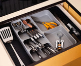 DrawerStore™ Grey Expanding Cutlery, Utensil & Gadgets Organiser
