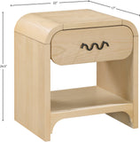 Hayes Night Stand - Sleek Ash Wood Veneer Table with Matte Handle for Contemporary Home Elegance