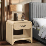 Hayes Night Stand - Sleek Ash Wood Veneer Table with Matte Handle for Contemporary Home Elegance