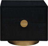 Wade Night Stand - Elegant Oak Veneer Side Table with Brushed Brass Base for Contemporary Style