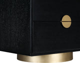 Wade Night Stand - Elegant Oak Veneer Side Table with Brushed Brass Base for Contemporary Style