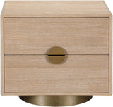 Wade Night Stand - Elegant Oak Veneer Side Table with Brushed Brass Base for Contemporary Style