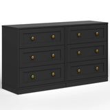 3 Drawer Nightstand, Large Bedside Table with Golden Round