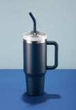 Kook 40 oz Stainless Steel Tumbler, Straw & Handle