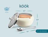 Kook Large Stainless Steel Sugar Bowl, Lid & Spoon