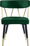 Rheingold Contemporary Dining Chair Set of 2 - Elegant Velvet Upholstery with Stylish Gold Accents