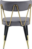 Rheingold Contemporary Dining Chair Set of 2 - Elegant Velvet Upholstery with Stylish Gold Accents