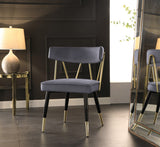 Rheingold Contemporary Dining Chair Set of 2 - Elegant Velvet Upholstery with Stylish Gold Accents