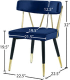 Rheingold Contemporary Dining Chair Set of 2 - Elegant Velvet Upholstery with Stylish Gold Accents
