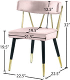 Rheingold Contemporary Dining Chair Set of 2 - Elegant Velvet Upholstery with Stylish Gold Accents