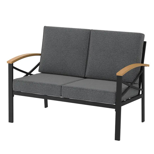 Outdoor Loveseat with Cushions, Rust-Proof & Weatherproof